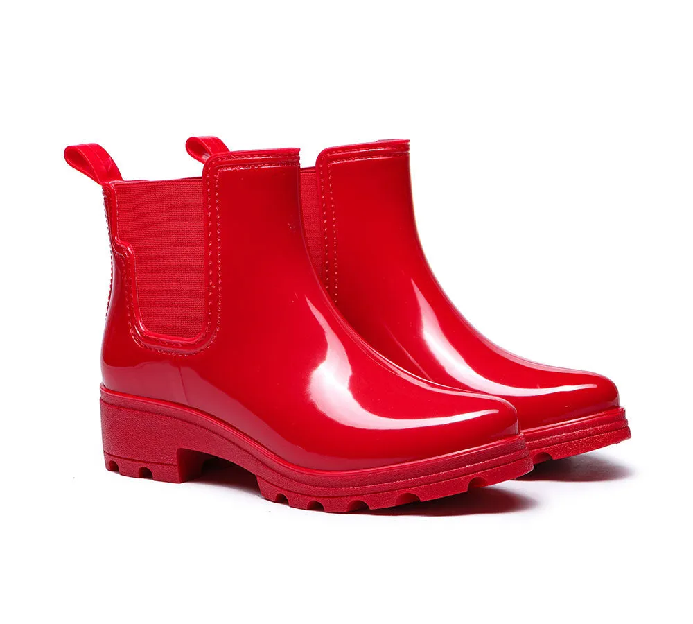 Women Rainboots Waterproof Ankle Gumboots Vivily With Wool Insole