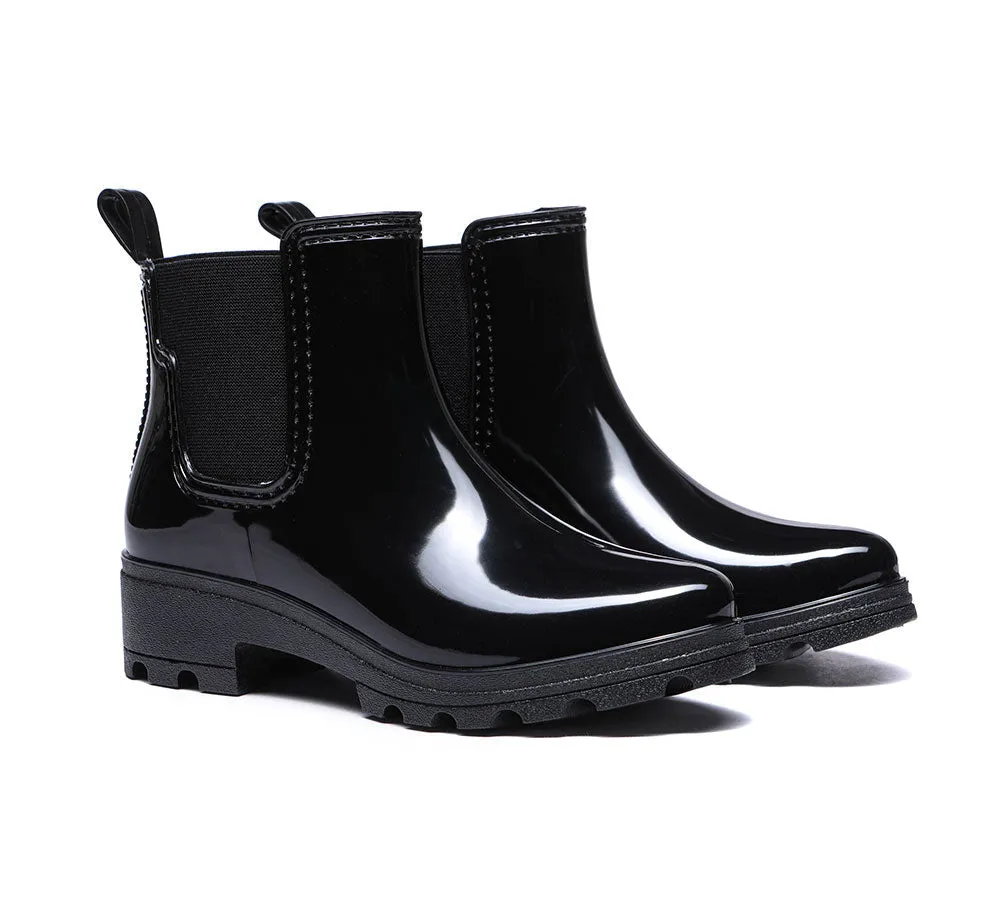 Women Rainboots Waterproof Ankle Gumboots Vivily With Wool Insole