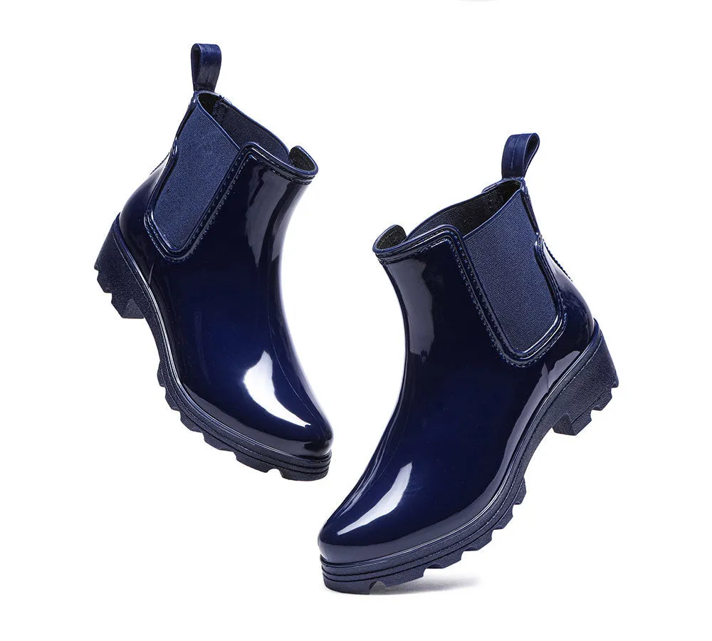 Women Rainboots Waterproof Ankle Gumboots Vivily With Wool Insole