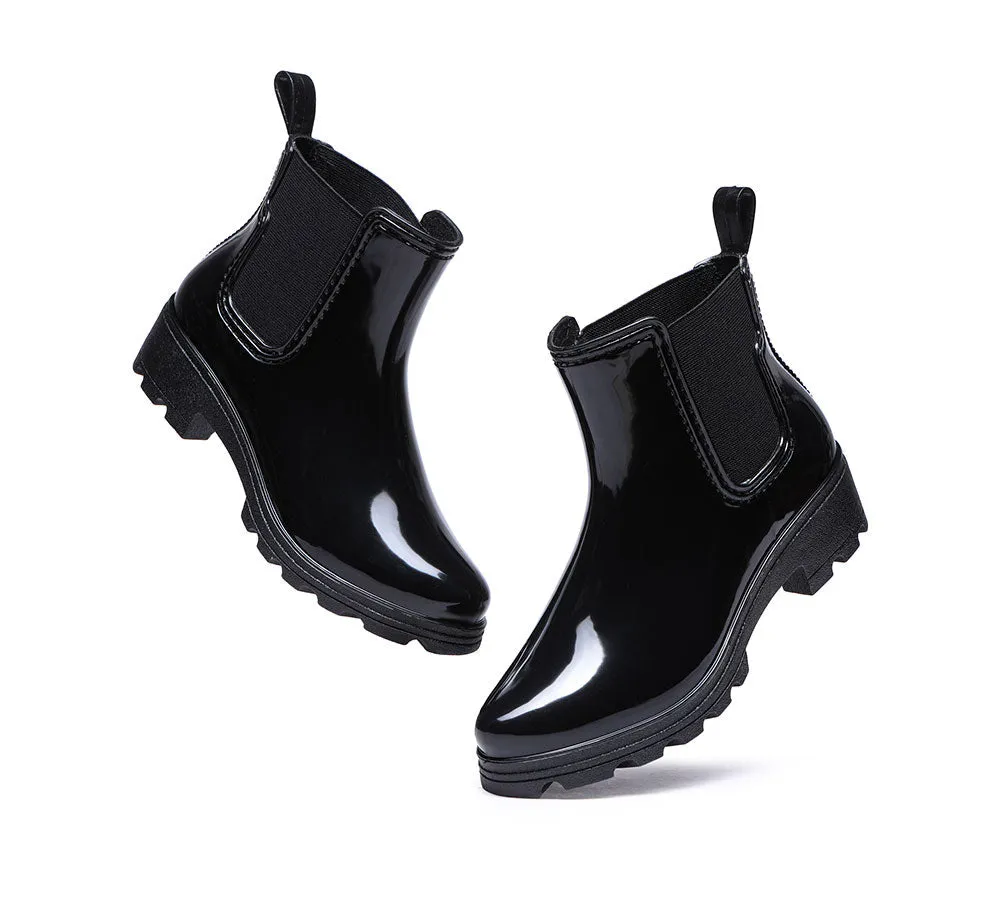 Women Rainboots Waterproof Ankle Gumboots Vivily With Wool Insole