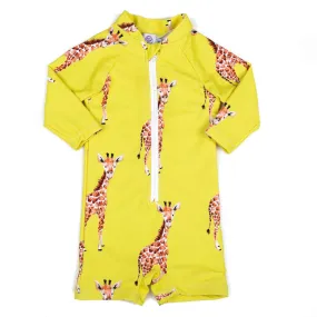 Yellow Giraffe Unisex Long Sleeve Zip Swimmers